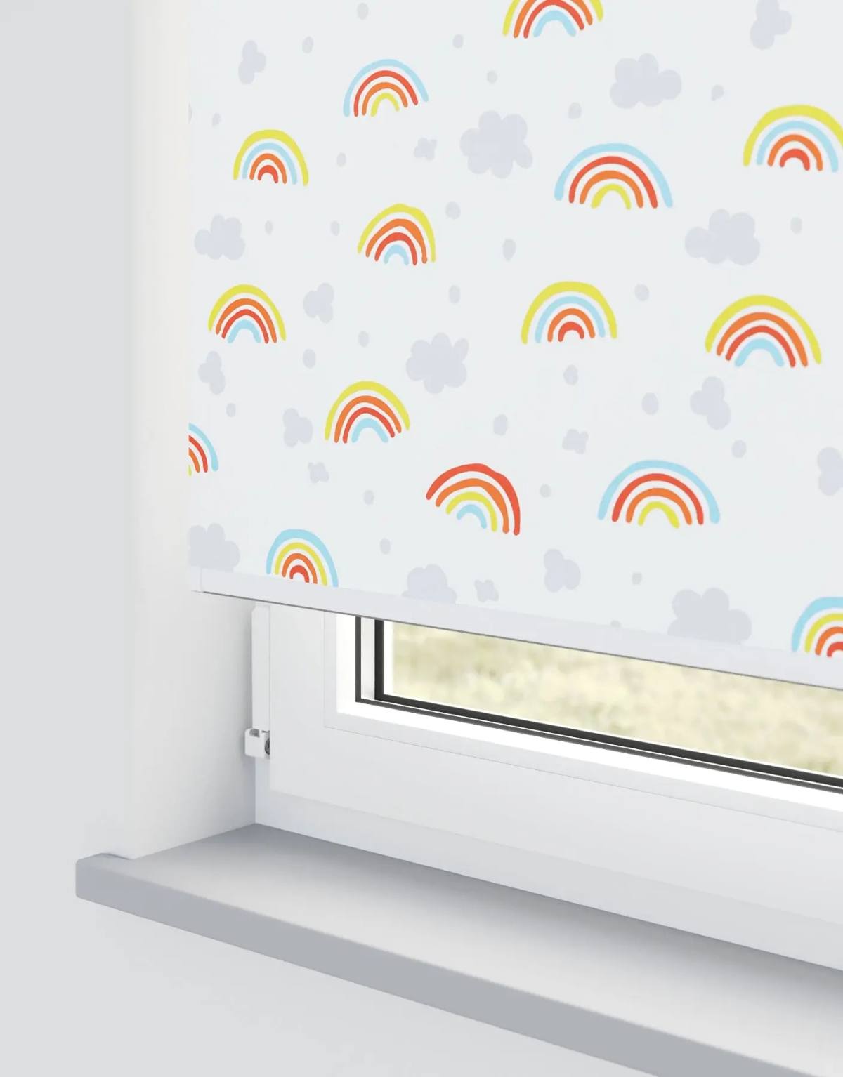 Happy Rainbows Roller Blinds fitted in a British home