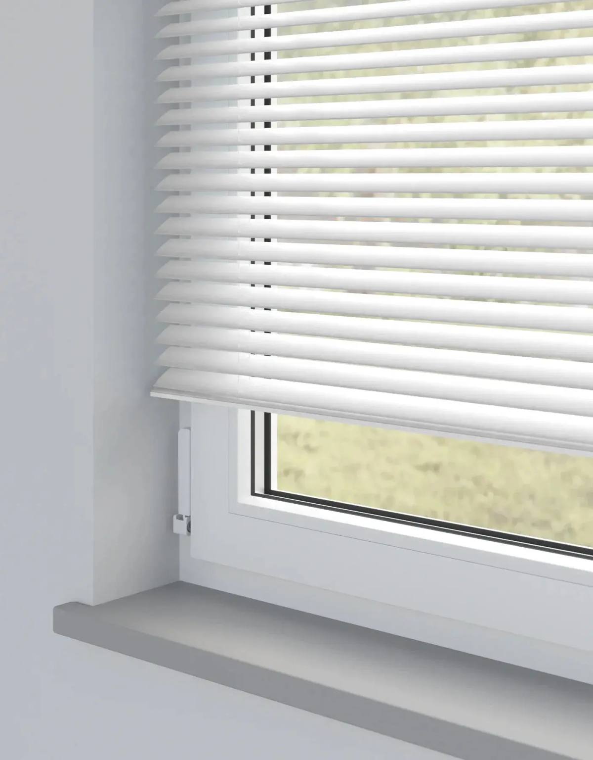 Gloss White Metal Venetian Venetian Blinds fitted in a British home
