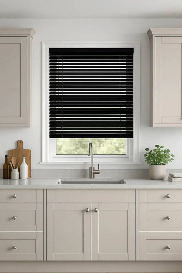Black Gloss Metal Venetian Venetian Blinds — made-to-measure blinds
