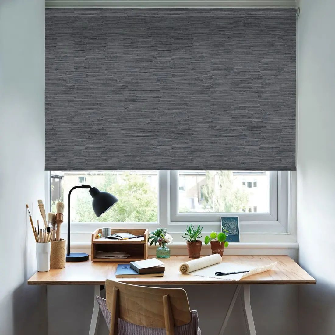 Cassio in Blackout Charcoal — made-to-measure blinds