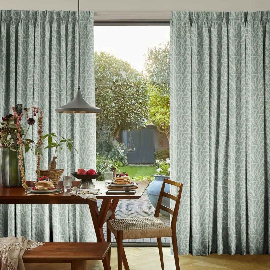 Rowan in Celadon — made-to-measure curtains