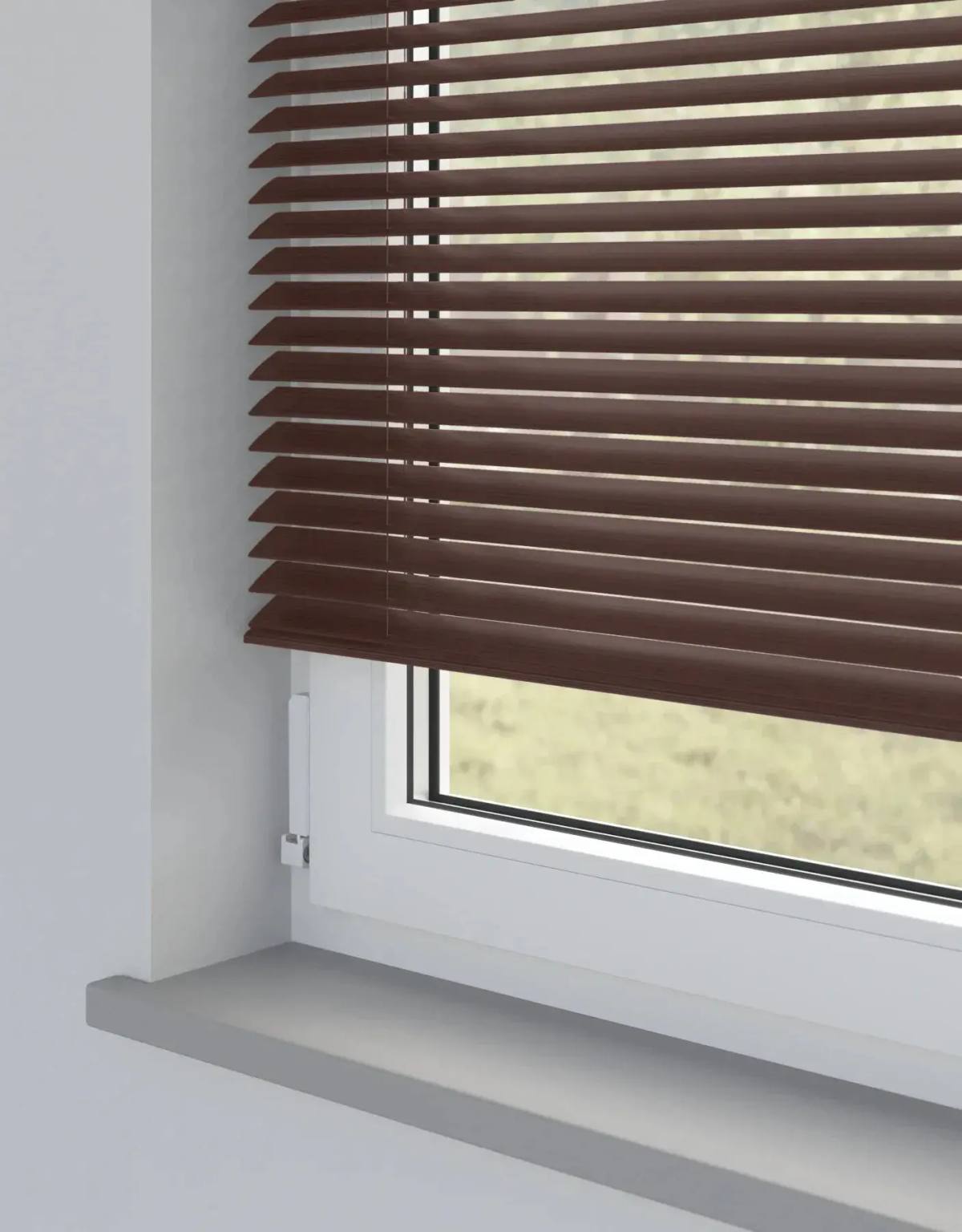 Mahogany Metal Venetian Venetian Blinds fitted in a British home