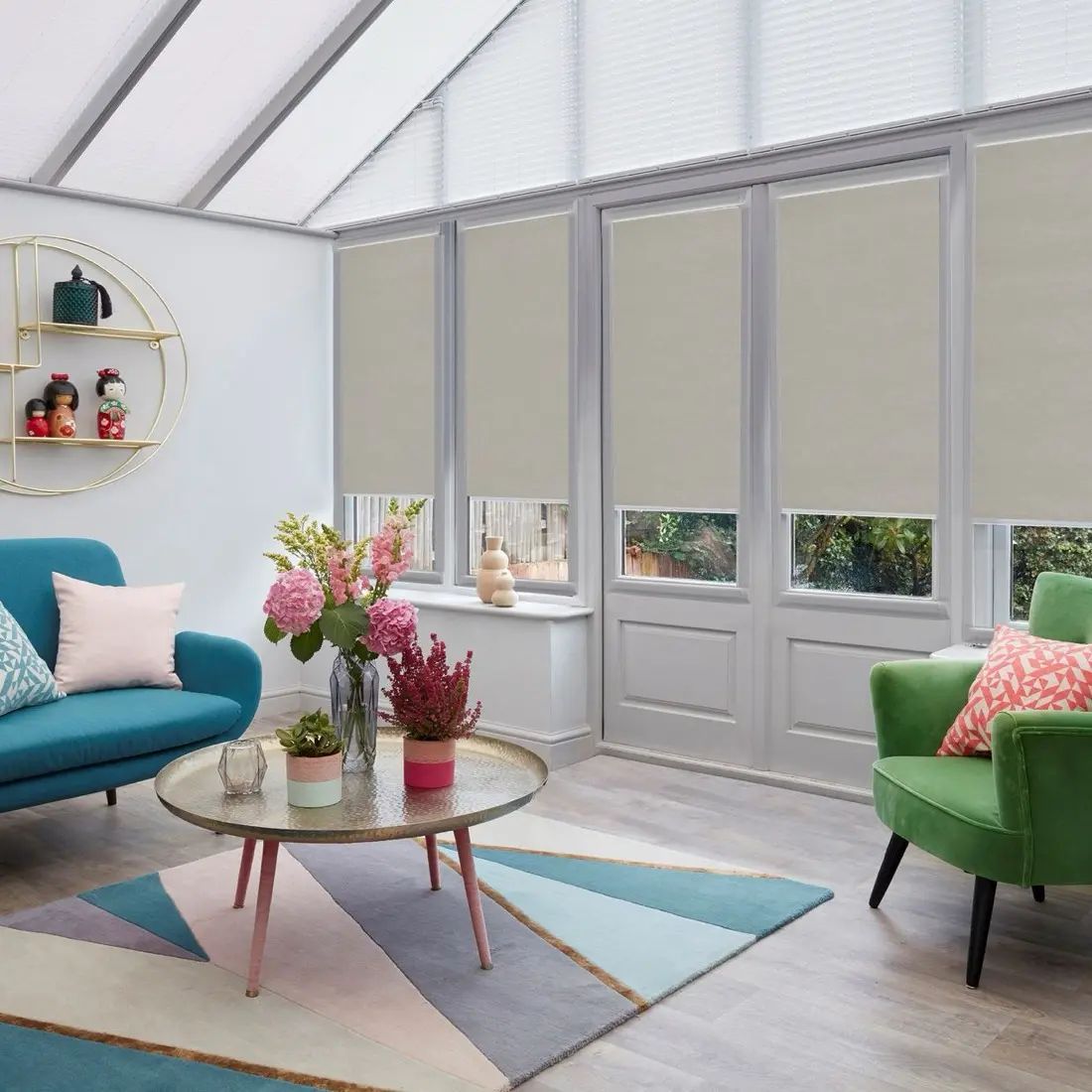 Pecan in Blackout Pewter — made-to-measure blinds