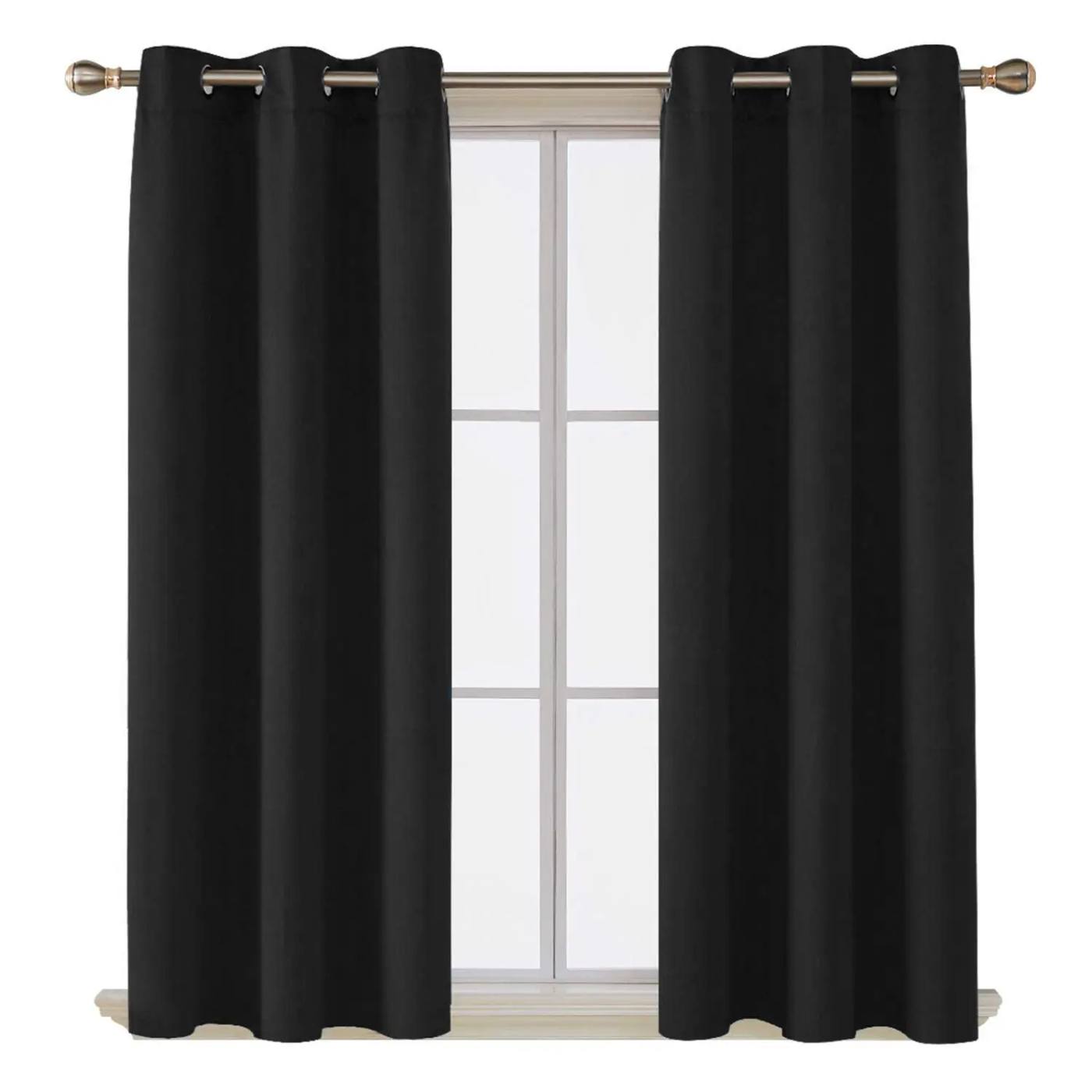 Made-to-measure curtains hanging at a bay window