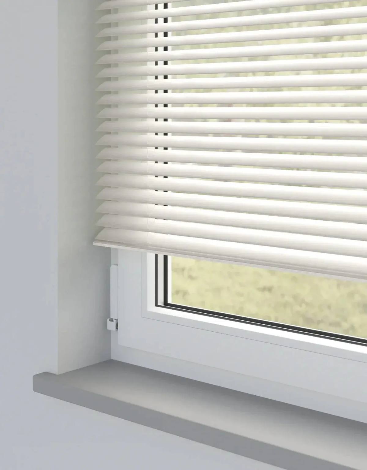 Off White Metal Venetian Venetian Blinds fitted in a British home