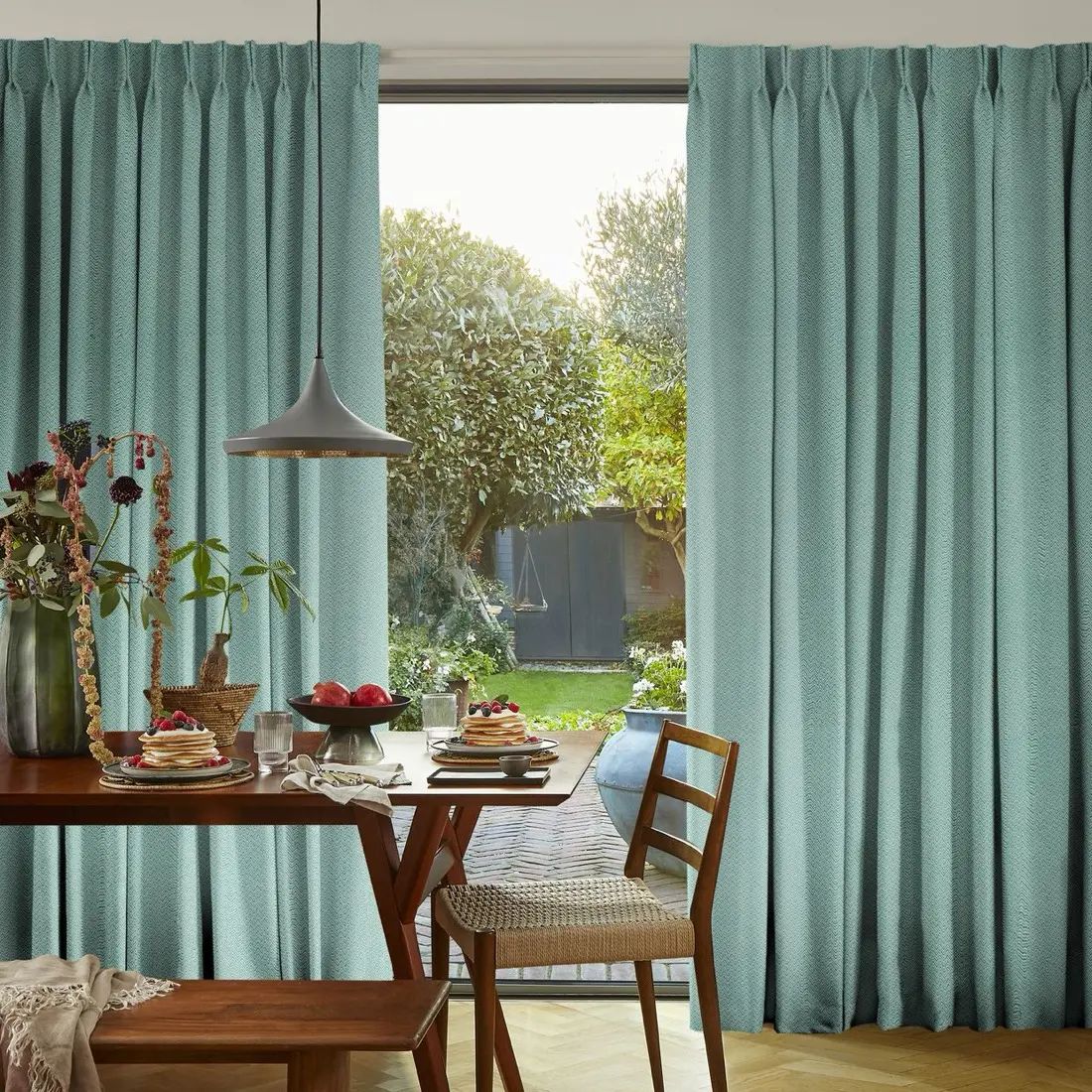 Tilly in Aqua — made-to-measure curtains
