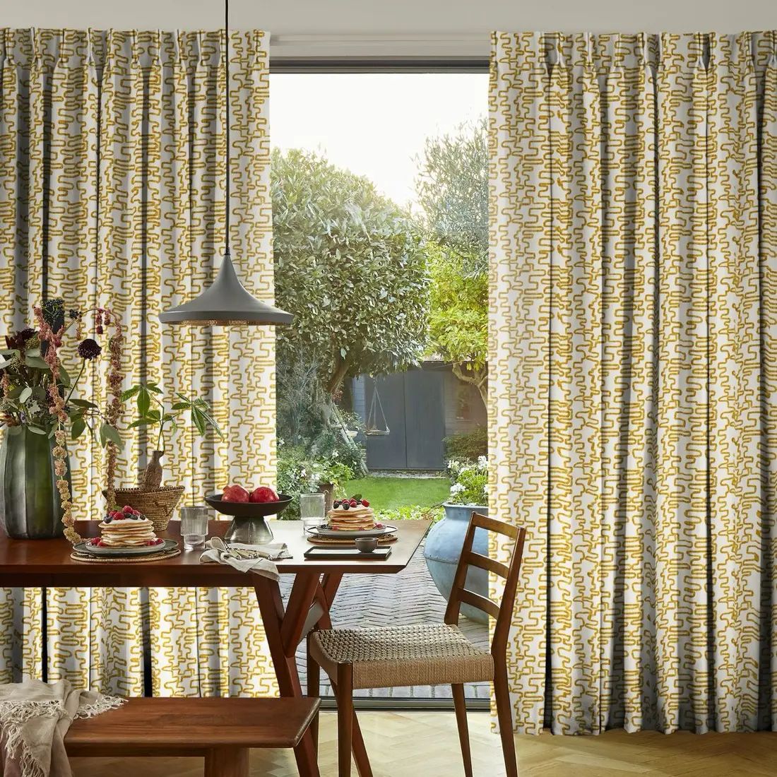 Swirl in Chartreuse — made-to-measure curtains