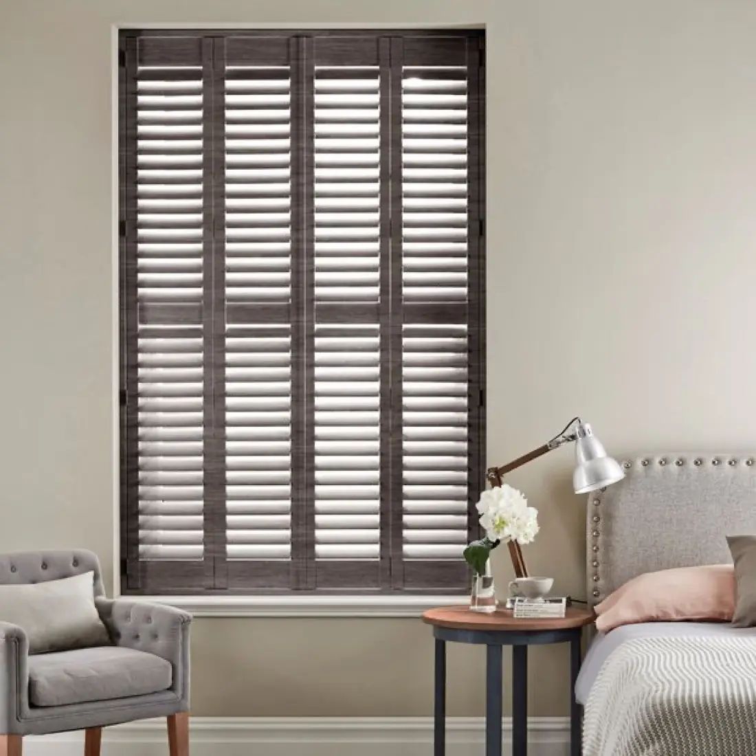 Weatherworn in Black — made-to-measure shutters