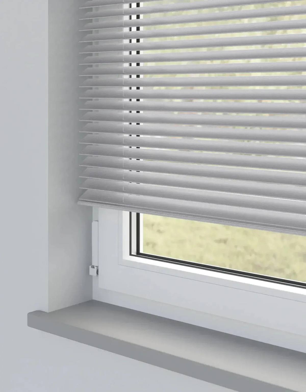 Silver Venetian Blinds fitted in a British home