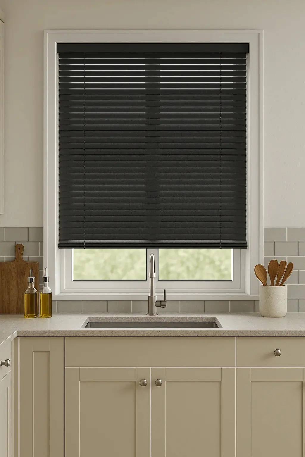 Charcoal Grey Metal Venetian Venetian Blinds fitted in a British home
